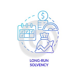 Long run solvency blue gradient concept icon