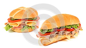 Long sandwich isolated on the white