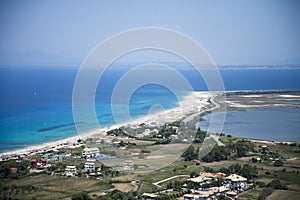 Long sandy beach on the island of Lefkada, Greece