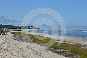 Long sandy beach off the coast of cape cod