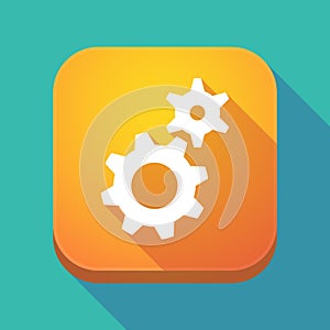 Long shadow app icon with two gears