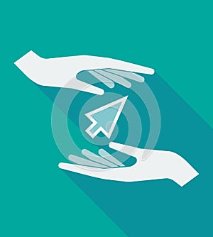 Long shadow hands with a cursor