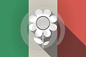 Long shadow Italy flag with a flower
