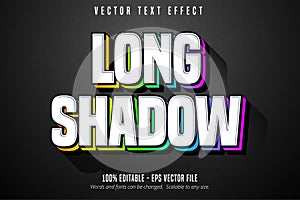 Long shadow text, multicolor style editable text effect