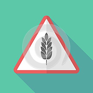 Long shadow warning sign with a wheat plant icon