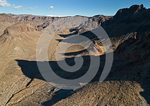 Long shadows behind Boundary Cone, Arizona, drone image