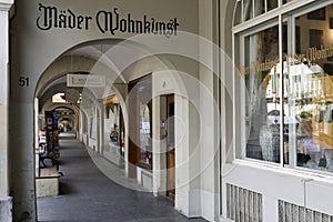 Long and shady walkway under arcades