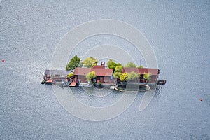 Long shot of a Pontoons house