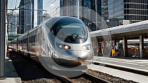 long silver high speet train, AI-generated