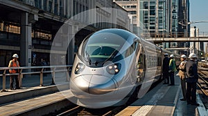 long silver high speet train, AI-generated