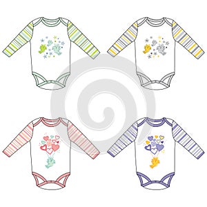 Long-sleeve baby bodysuits with cute design