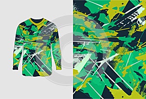 Long sleeve jersey grunge camo texture for extreme sport wear, racing, cycling, football, motocross, travel, backdrop, wallpaper