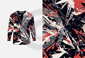 Long sleeve jersey grunge camo texture for extreme sport wear, racing, cycling, football, motocross, travel, backdrop, wallpaper