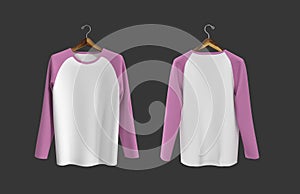 Long-sleeve raglan t-shirt mockup isolated on gray