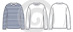 Long Sleeve Shirt fashion flat tehnical drawing template.