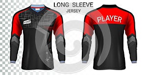 Long sleeve soccer jerseys, T-Shirt sport mockup template.