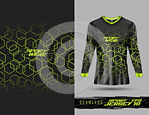 Long sleeve t shirt template for extreme sports grunge background racing jersey design soccer jersey