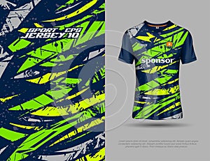 Long sleeve t shirt template for extreme sports grunge background racing jersey design soccer jersey