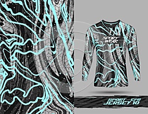 Long sleeve t shirt template for extreme sports grunge background racing jersey design soccer jersey