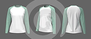 Long-sleeves raglan t-shirt mockup, 3d illustration
