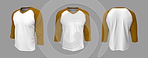 Long-sleeves raglan t-shirt mockup, 3d illustration, 3d rendering