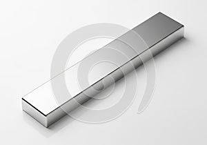 Shiny rectangular bar magnet on a white background