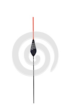 Long spindle in the shape of a black spindle with a red antenna for fishing with a fishing rod, fishing accessories white