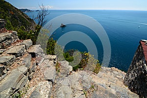 The long staircase of Monesteroli. National park of the Cinque Terre. Liguria. Italy