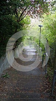 Long stairs going down hill