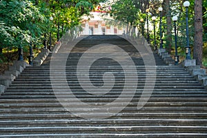 Long stairways going up to the circus in Tbilisi, the capital of Georgia