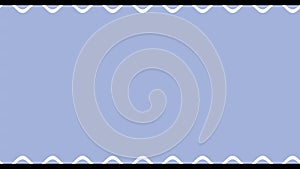 Long stationary wavy perpendicular white long lines at the top and bottom forming a frame on a gray background. Space for your own