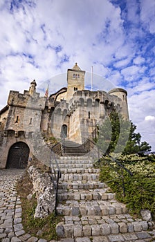 Long stone staircase to Lichtenstein Castle