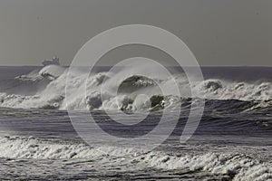 Long stormy breaking wave