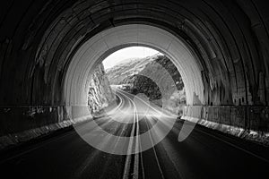 a long straight road dark tunnel