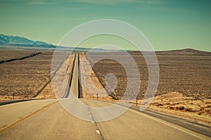 Long Straight Road in Wyoming USA