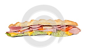 Long sub baguette sandwich