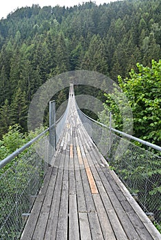 long suspension bridge in the mountains in KÃ¤rnten, Austria on the \