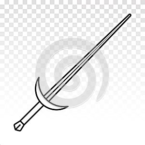 Long sword or broadsword blade line art icons on a transparent background