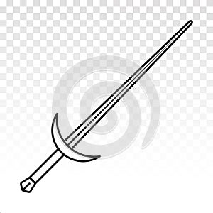 Long sword or broadsword blade line art icons on a transparent background photo