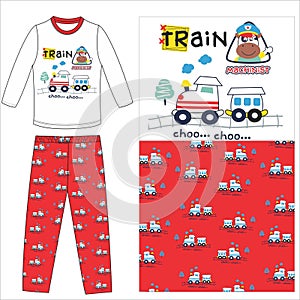 long t shirt long pant little train vector