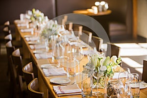 Long table at a restaurant