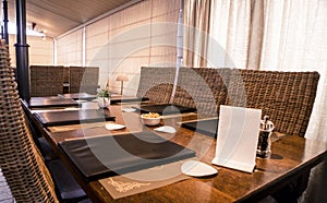 Long Table With Restaurant Menu`s