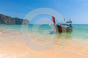 Long-tail boat on the Ao Nang beach, Krabi, Thailand