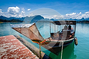 Long tail boat local water transport ship in southern of thailan