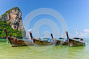 Long tail boat at Railay beach, Krabi Thailand