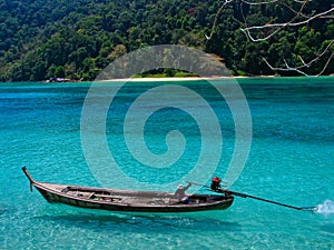 Long-tail Boat at Surin Island, Thailand photo