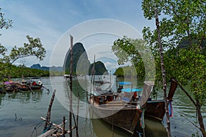 Long-tail boats at Ban Hin Rom Pier