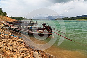 Long tail boats in Khao sok national park at suratthani