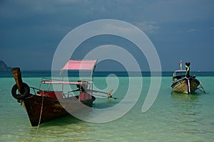 Long-tail boats. Phi Phi islands. Krabi. Thailand