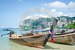 Long tail boats in Railay beach, Krabi, Thailand